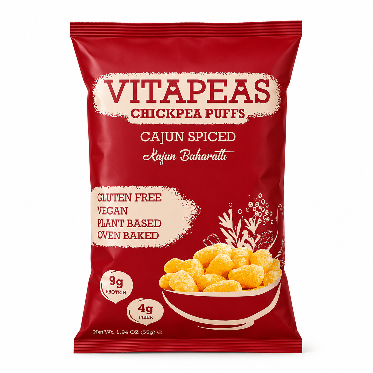 Vitapeas Kajun Baharatlı Nohut Cipsi 55 g. - Sağlıklı Atıştırmalık