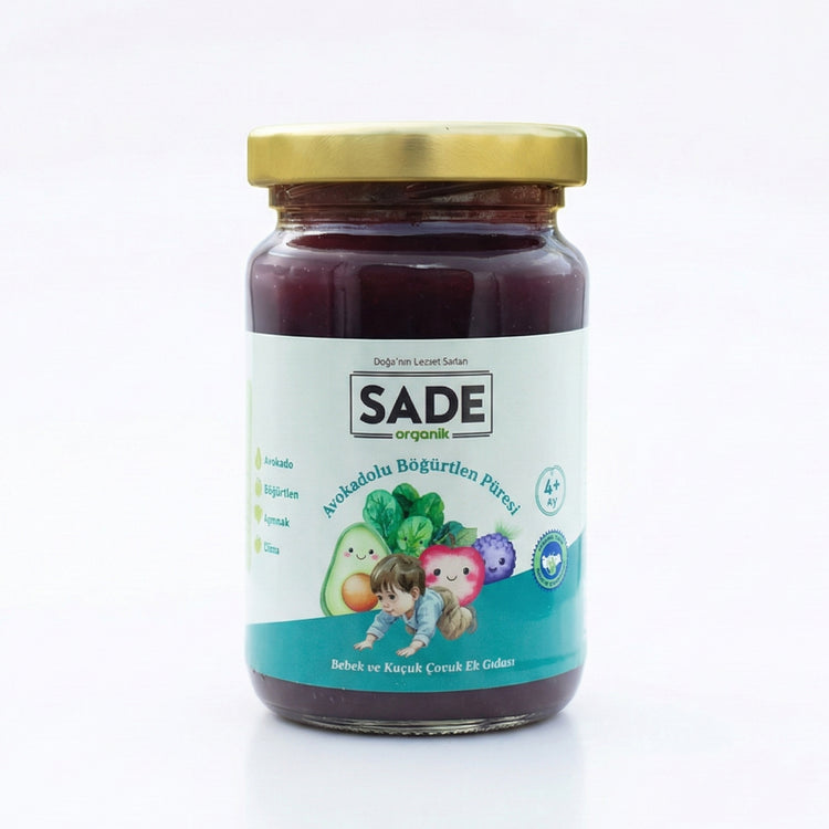 Sade Organik Avokadolu – Böğürtlen Püresi 100 gr (+4 Ay)