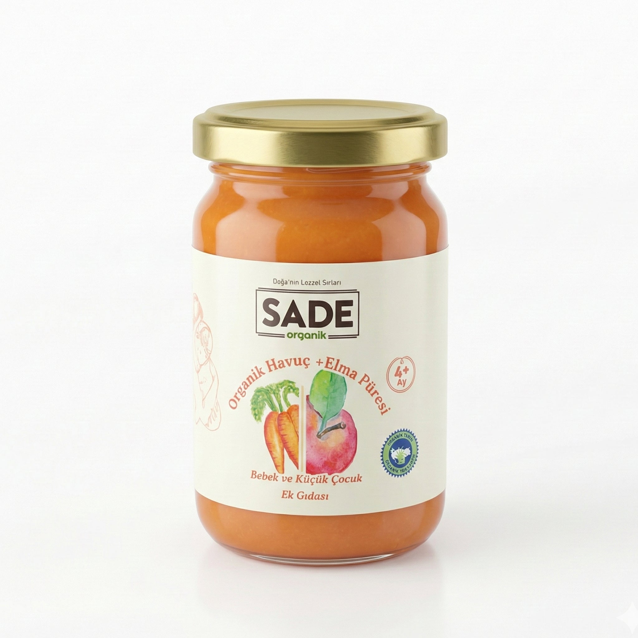 Sade Organik Havuç-Elma Püresi 100gr (+4 Ay)