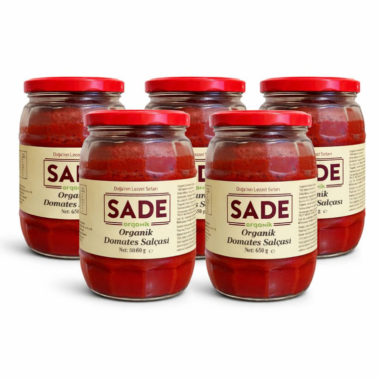 5'li Sade Organik Domates Salçası 5x650 g.