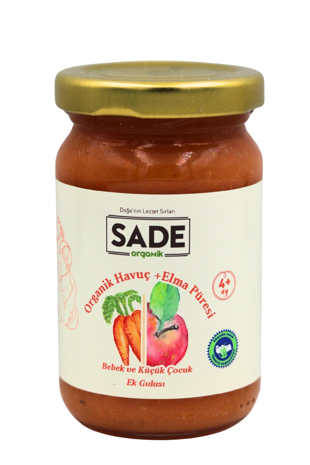 Sade Organik Havuç-Elma Püresi 100gr (+4 Ay)