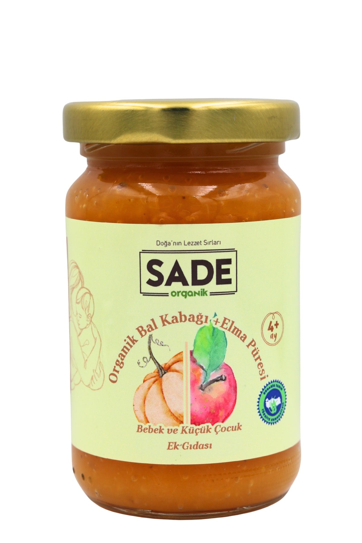Sade Organik Bal Kabağı – Elma Püresi 100 gr (+4 Ay)