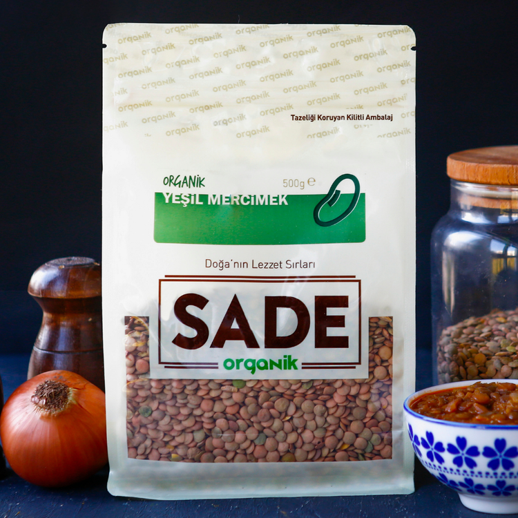 Sade Organik Yeşil Mercimek 500 Gr