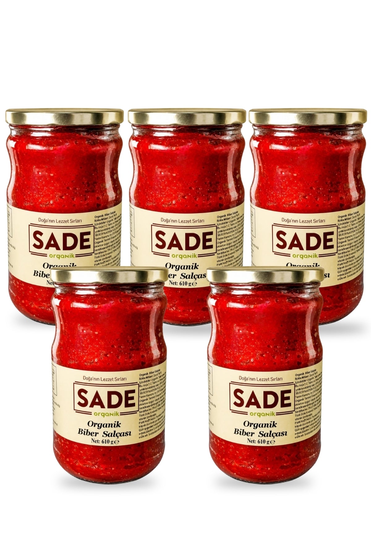 SADE ORGANİK BİBER SALÇASI 610 GR 5 Lİ