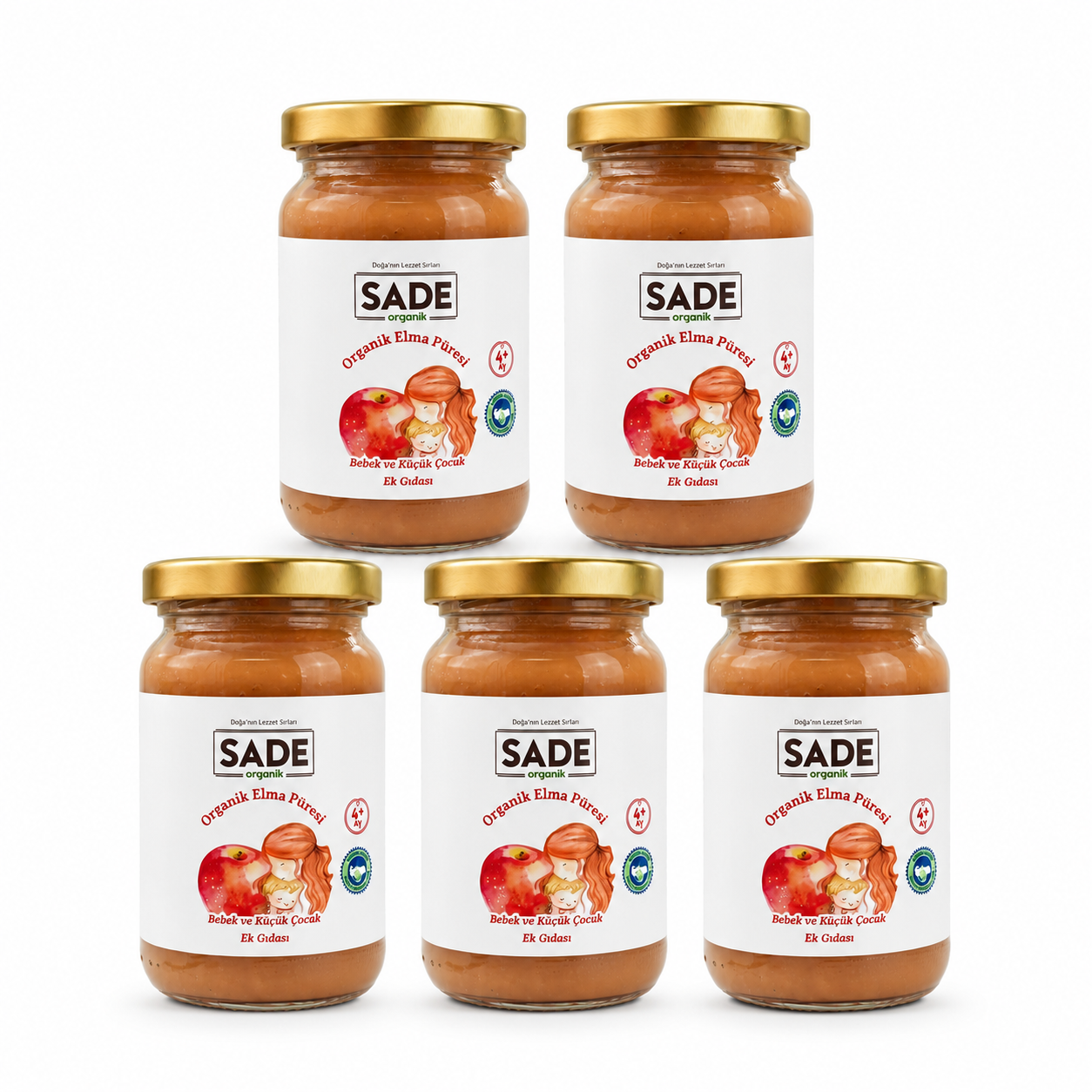 Sade Organik Elma Püresi 5x100 g. 5'li Paket