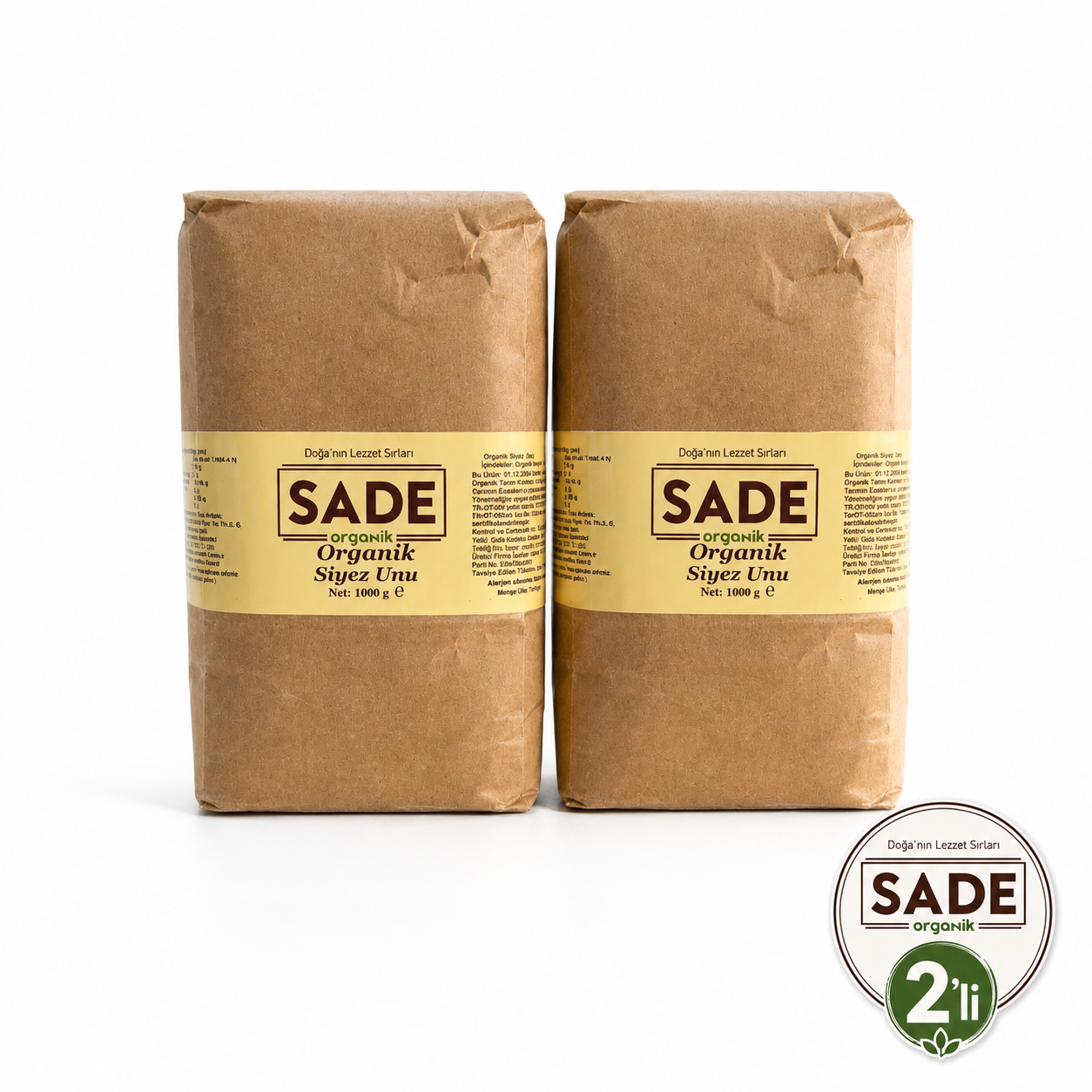 Sade Organik Siyez Unu 2x1000 g. 2'li Paket
