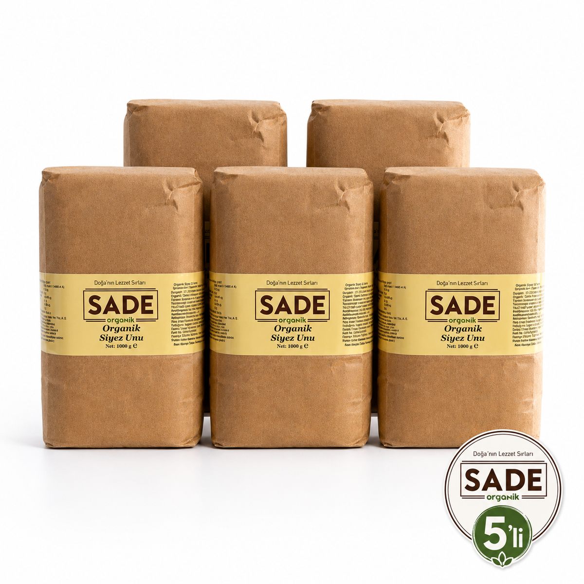 SADE ORGANİK SİYEZ BUĞDAY UNU 1000 GR - 5 Lİ PAKET