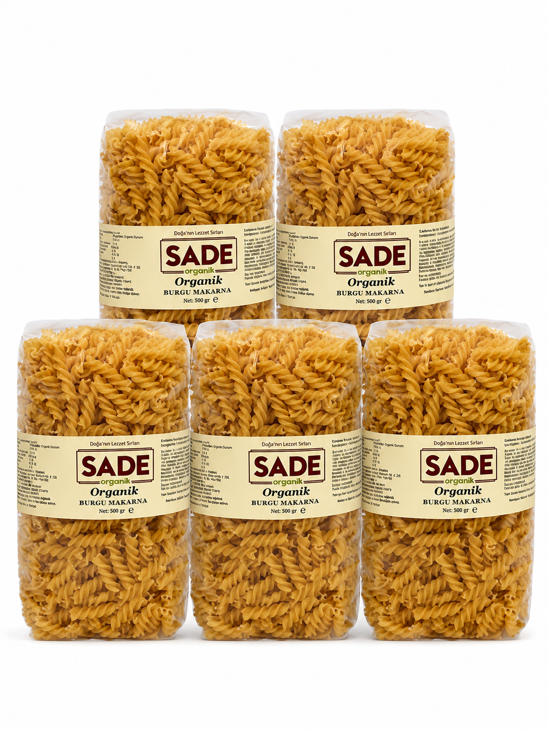 SADE ORGANİK BURGU MAKARNA 500 GR 5Lİ