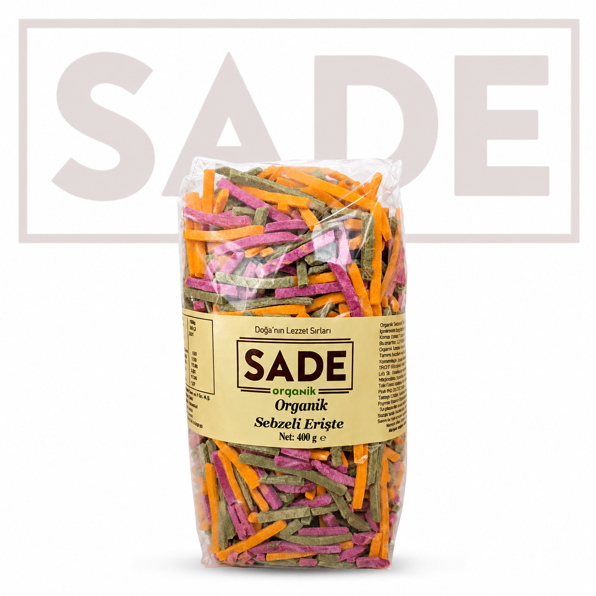 SADE ORGANİK SEBZELİ ERİŞTE 400 GR