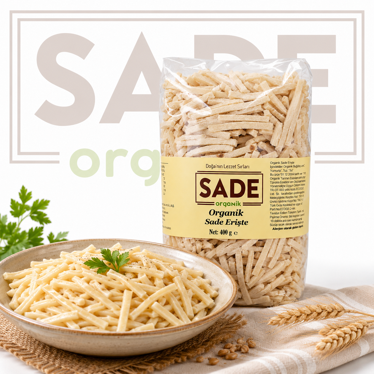 SADE ORGANİK ERİŞTE 400 GR