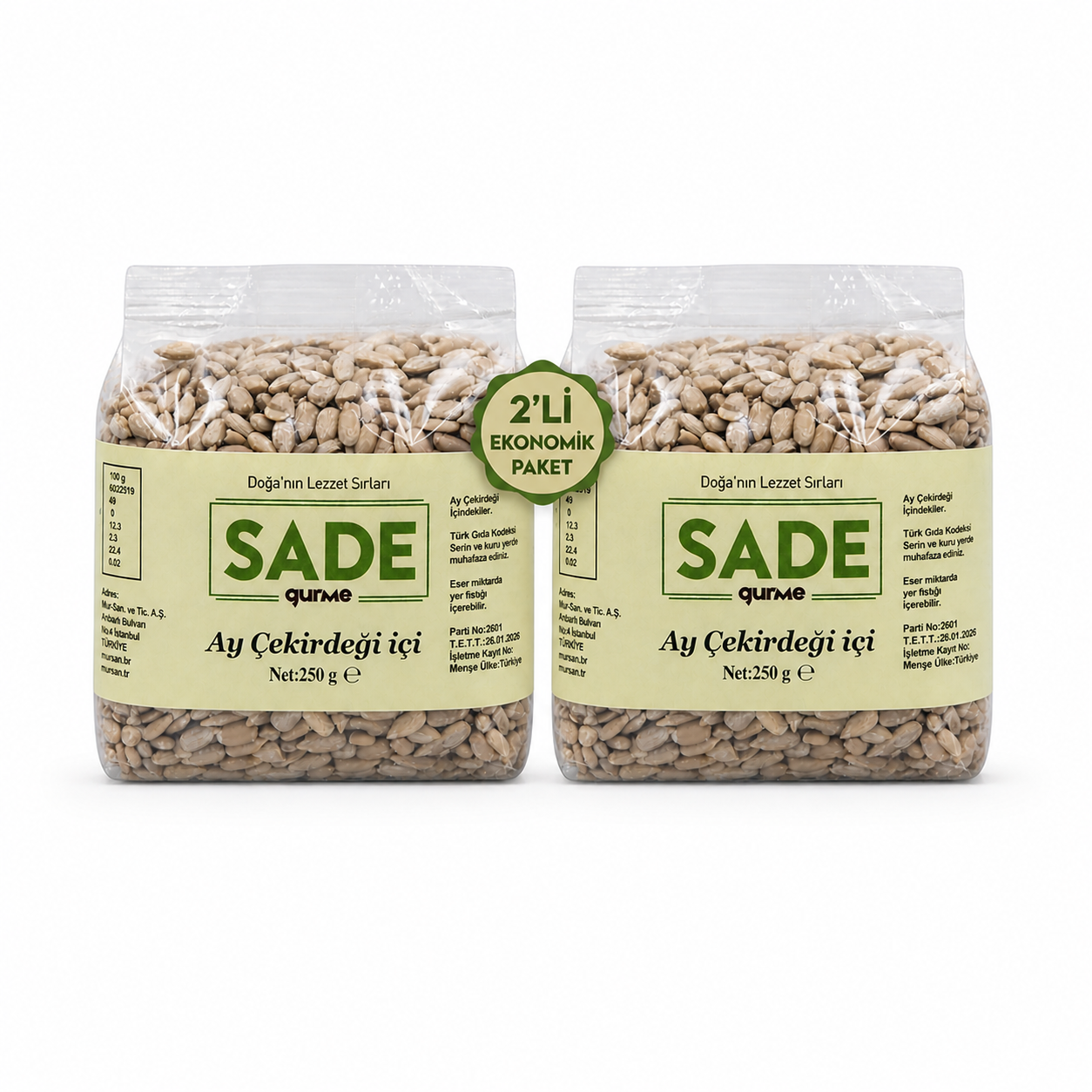 Sade Gurme Ayçekirdek içi 2x250 g.