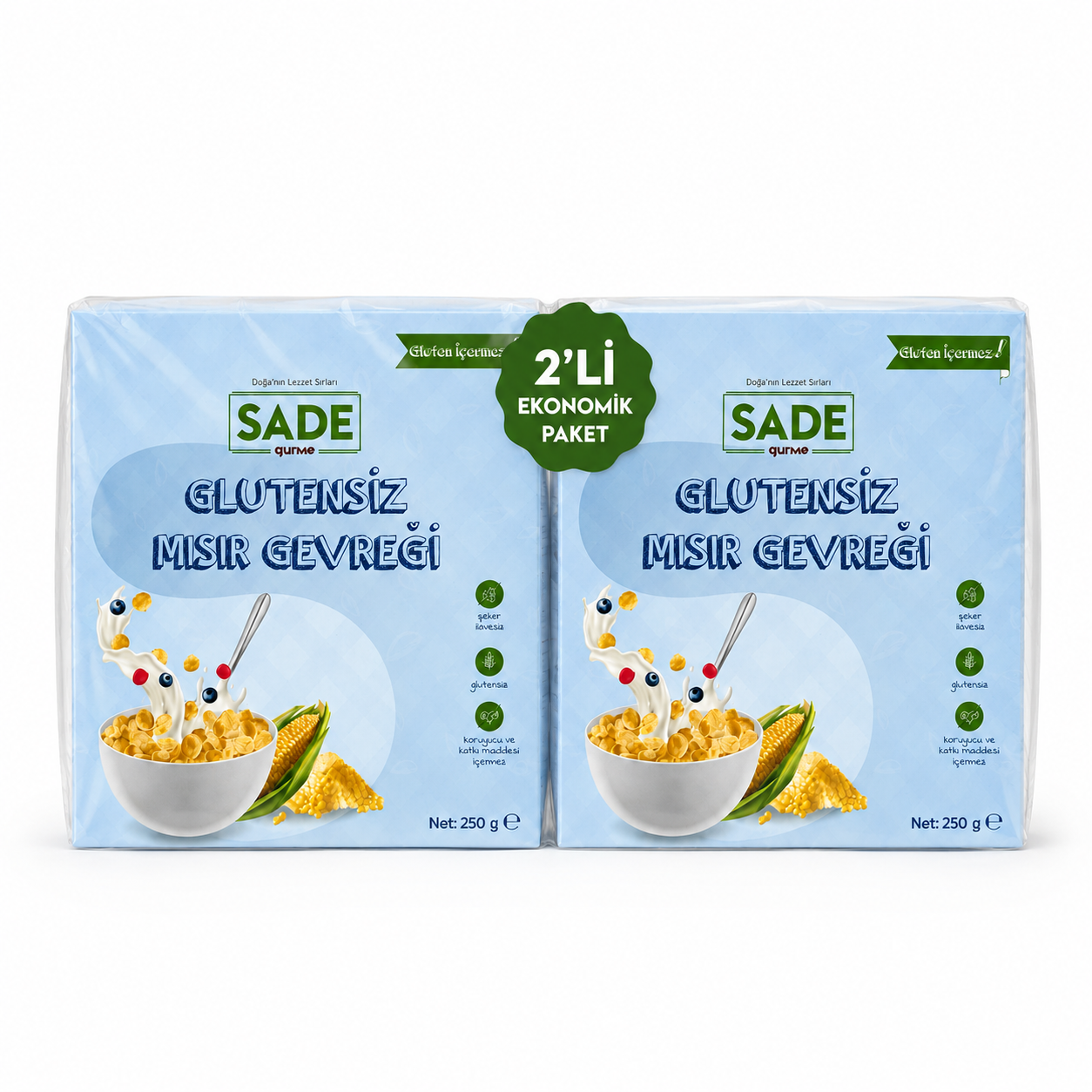 Sade Gurme Glutensiz Mısır Gevreği 2x250 g. 2'li paket
