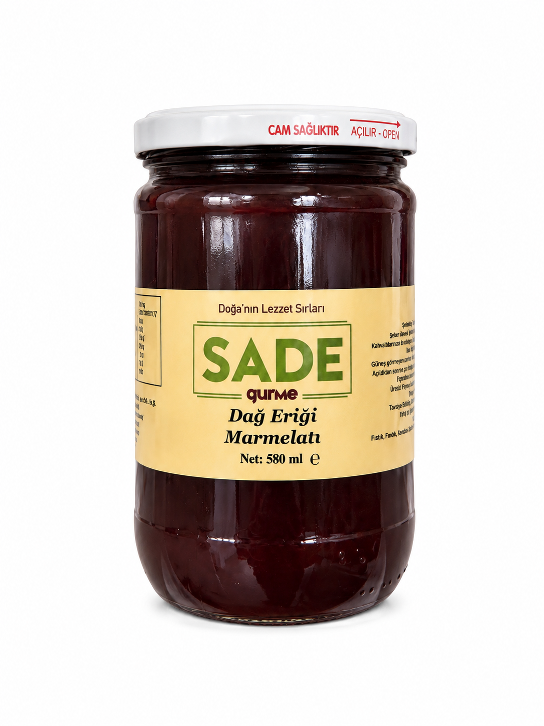 Sade Gurme Dağ Eriği Marmelatı 580 ml.