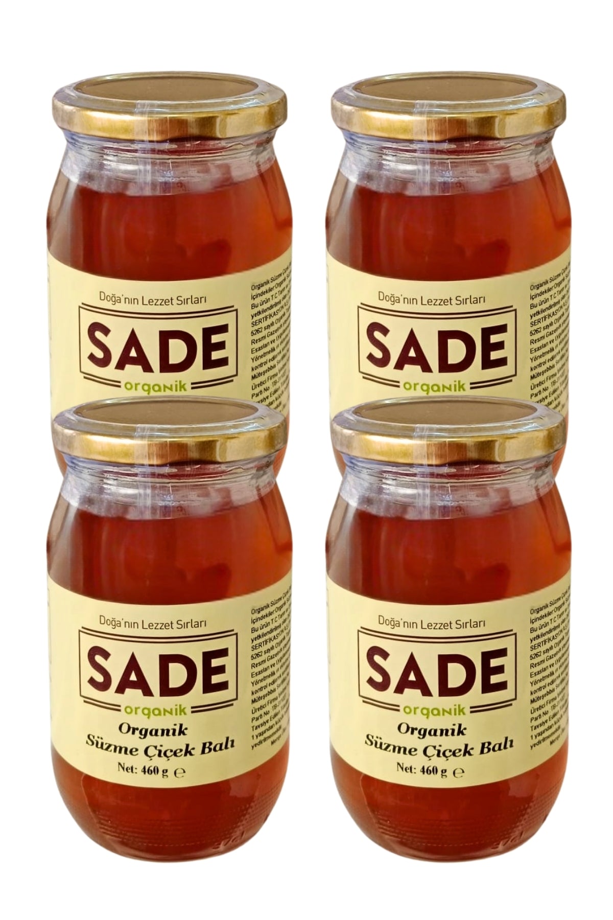 SADE ORGANİK SÜZME ÇİÇEK BALI 460 GR. 4'LÜ PAKET