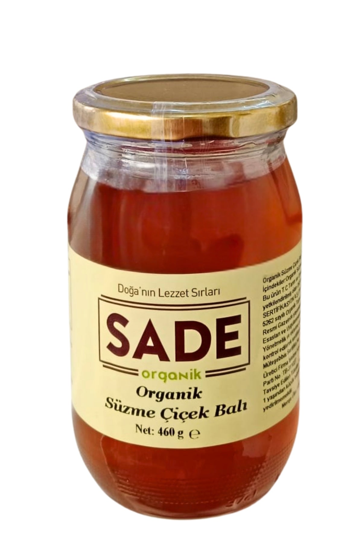 Sade Organik Süzme Çiçek Balı 460 Gr
