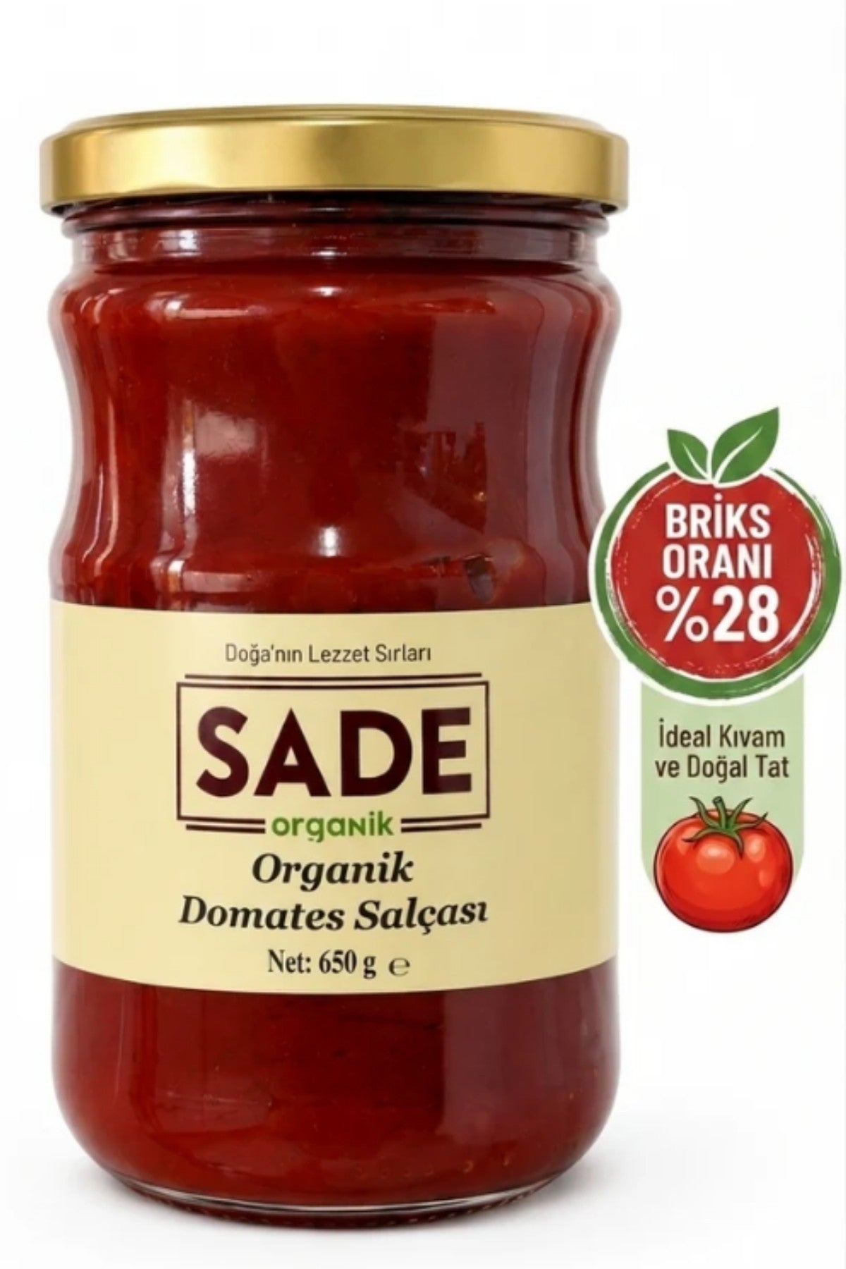 SADE ORGANİK DOMATES SALÇASI 650 GR