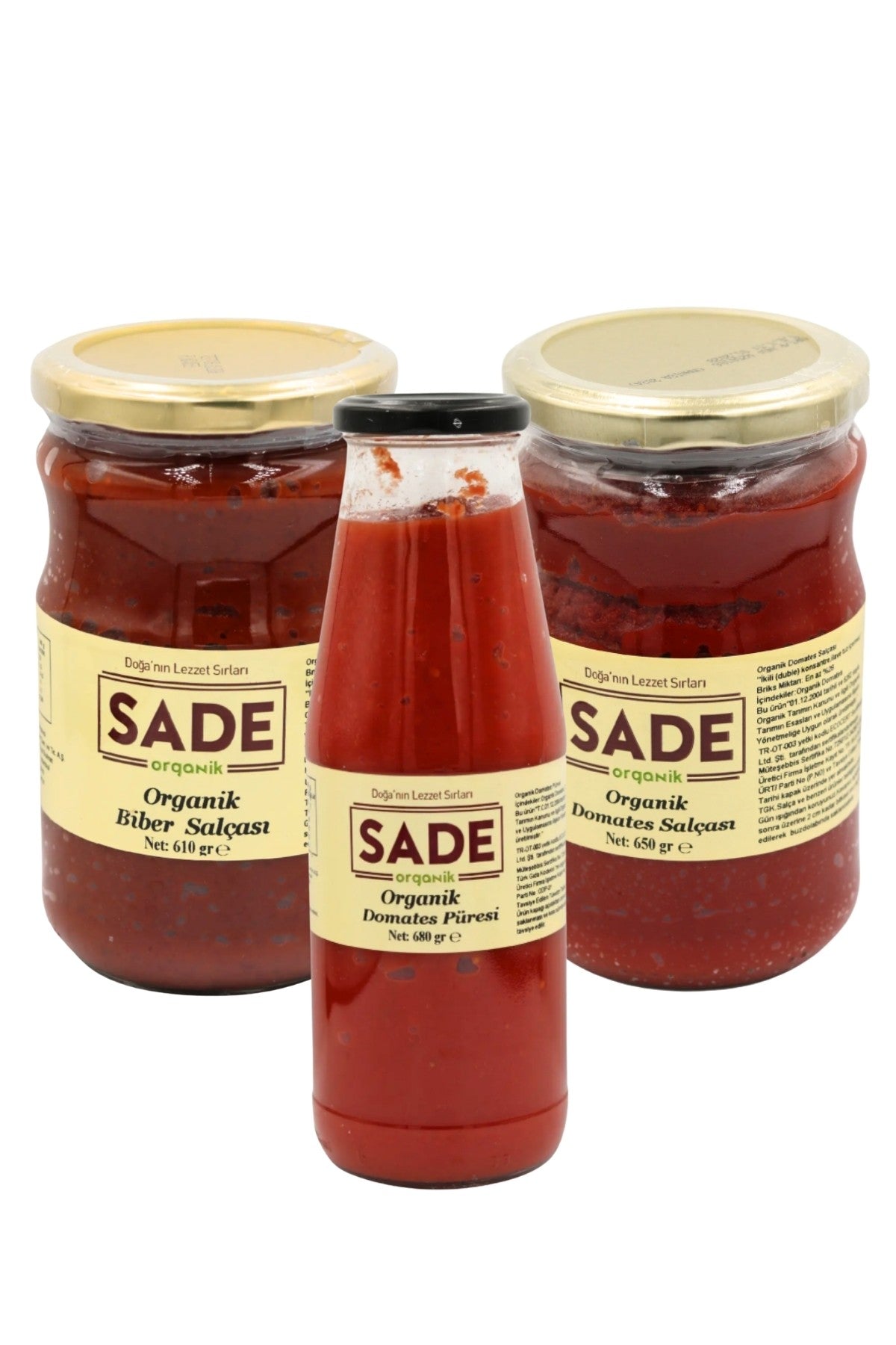 SADE ORGANİK DOMATES+BİBER SALÇASI+DOMATES PÜRESİ
