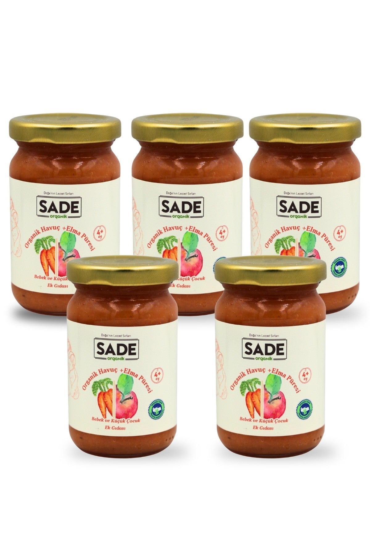SADE ORGANİK HAVUÇ ELMA PÜRESİ 100 GR 5 Lİ PAKET