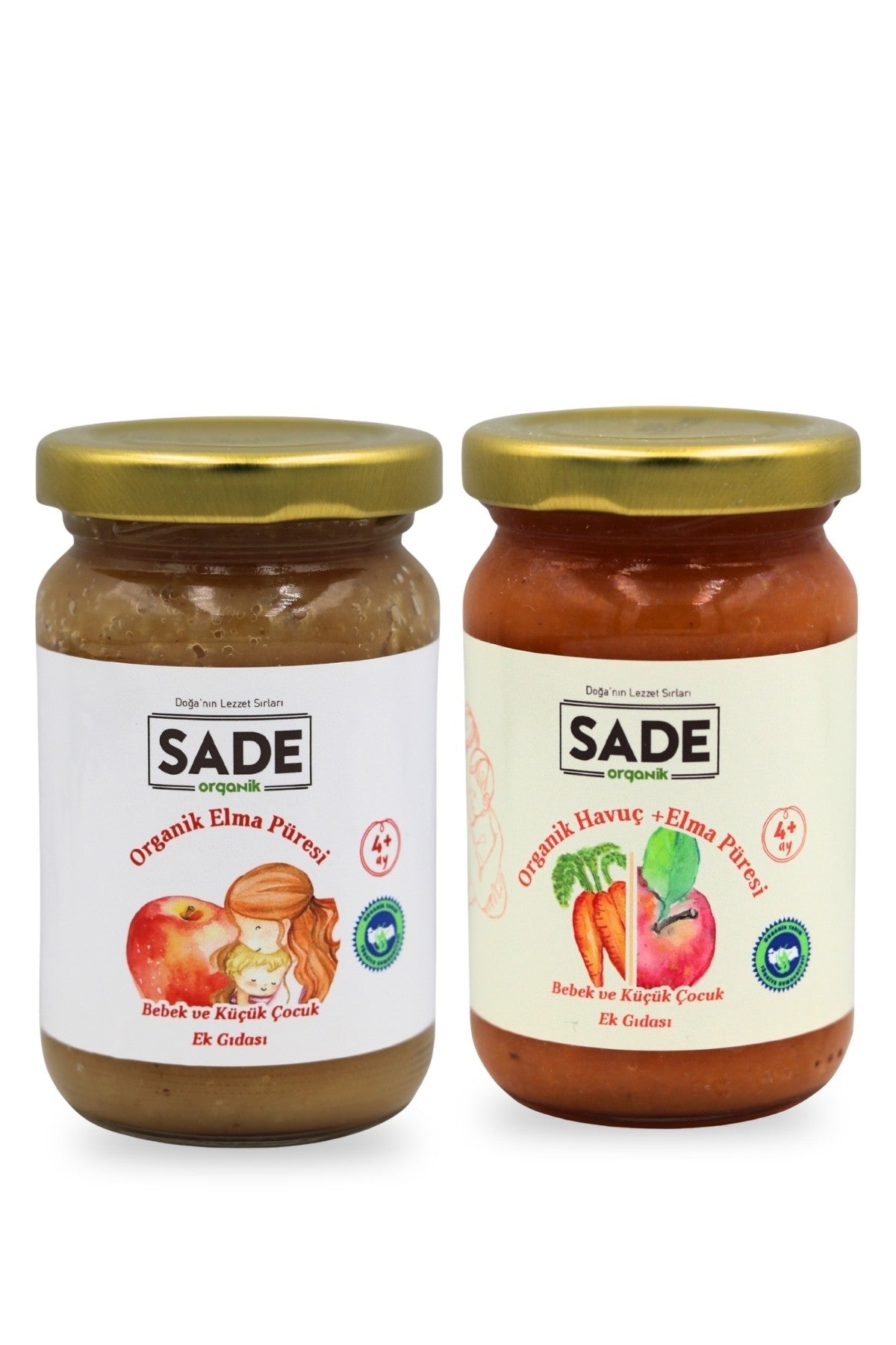 SADE ORGANİK ELMA PÜRESİ 100 GR.+ HAVUÇ ELMA PÜRES