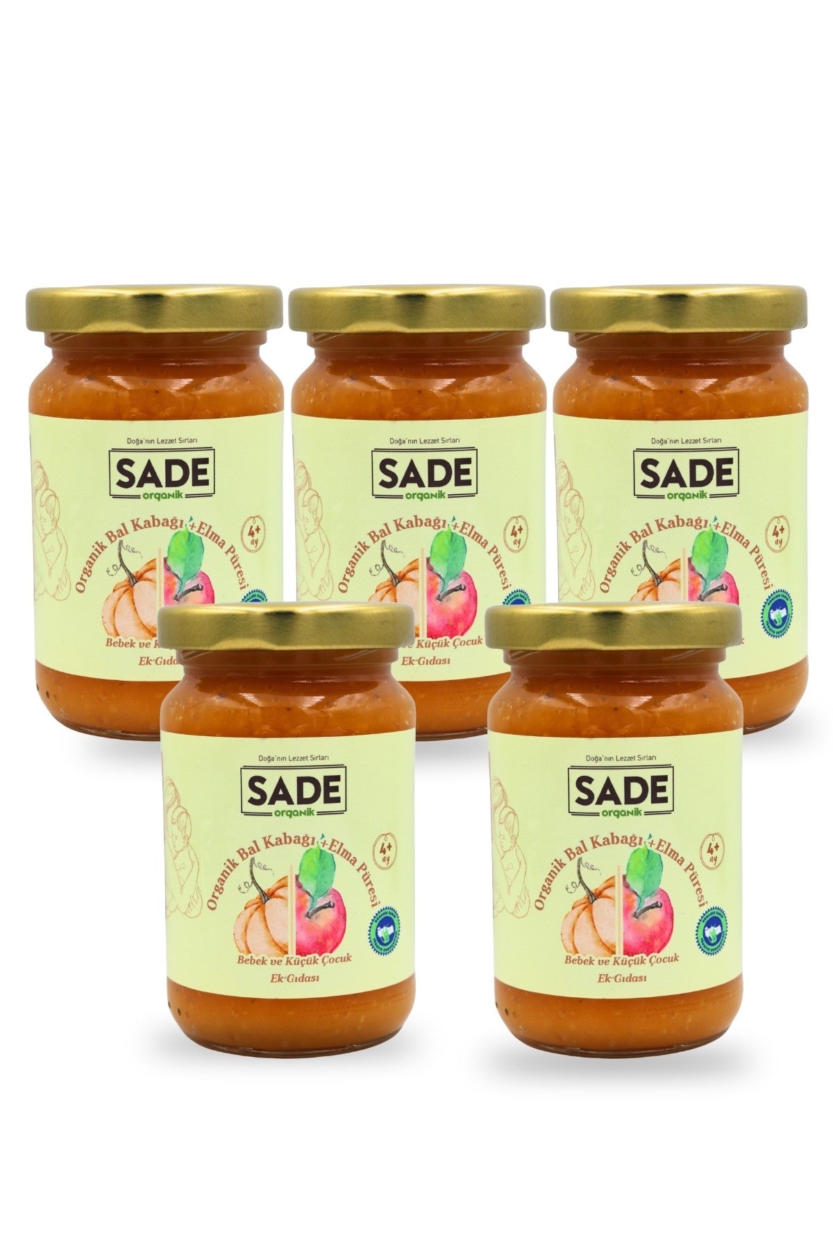 SADE ORGANİK BALKABAK ELMA PÜRESİ 100 GR 5 Lİ