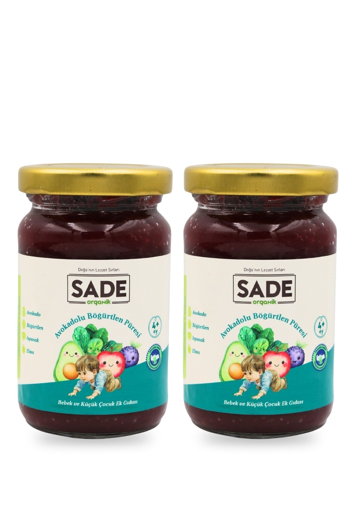 SADE ORGANİK AVAKADO BÖĞÜRTLEN PÜRESİ 100 GR. 2 Lİ