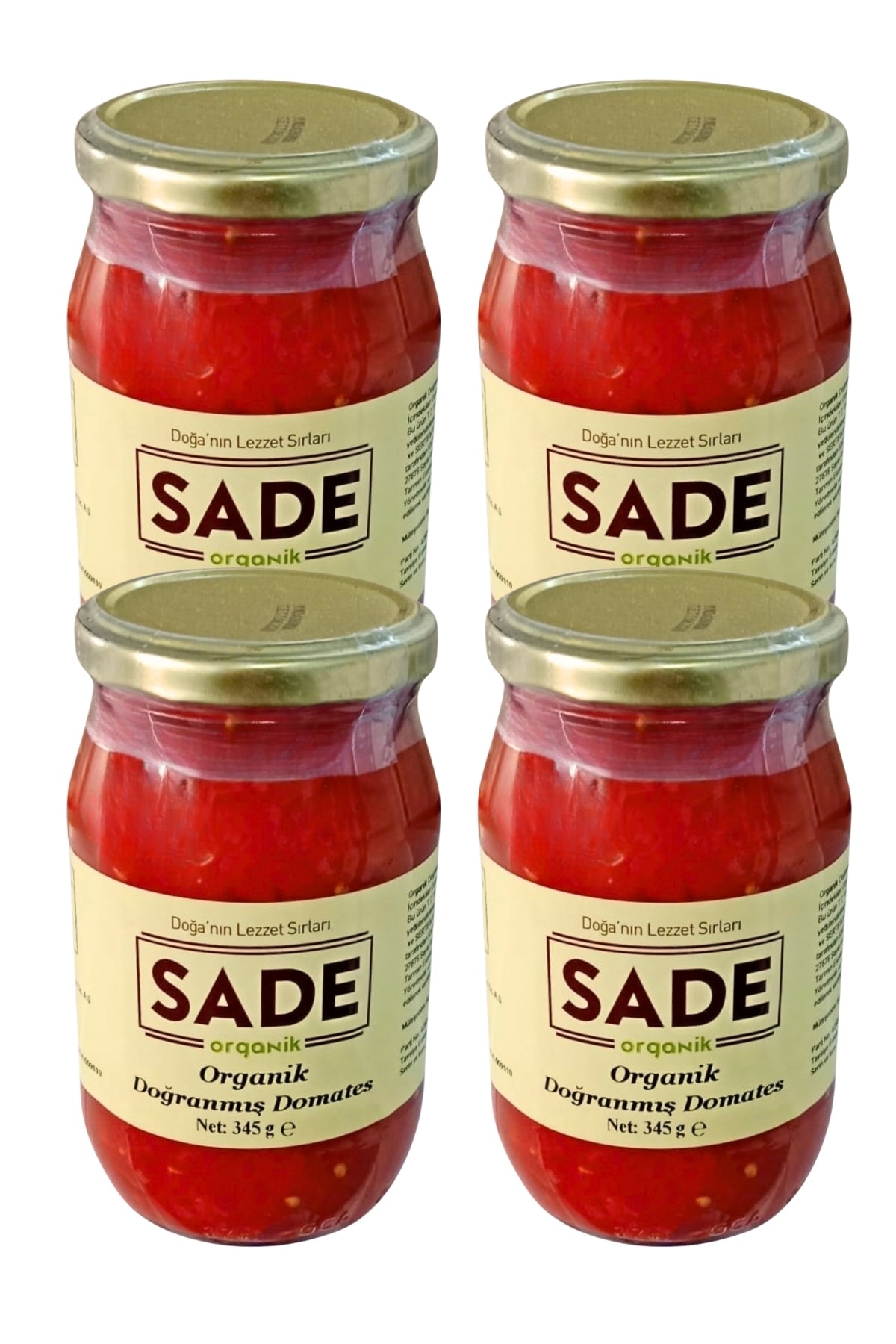 SADE ORGANİK DOĞRANMIŞ DOMATES 340 GR. 4 LÜ