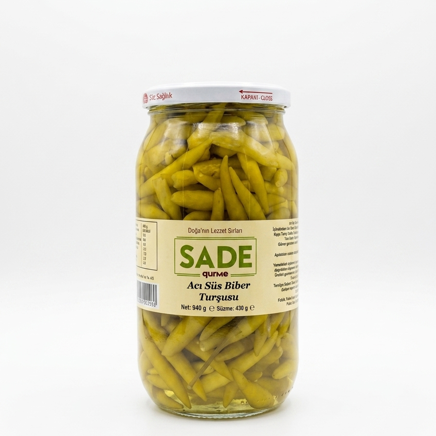 Sade Gurme Acı Süs Biberi Turşusu 1000 ml