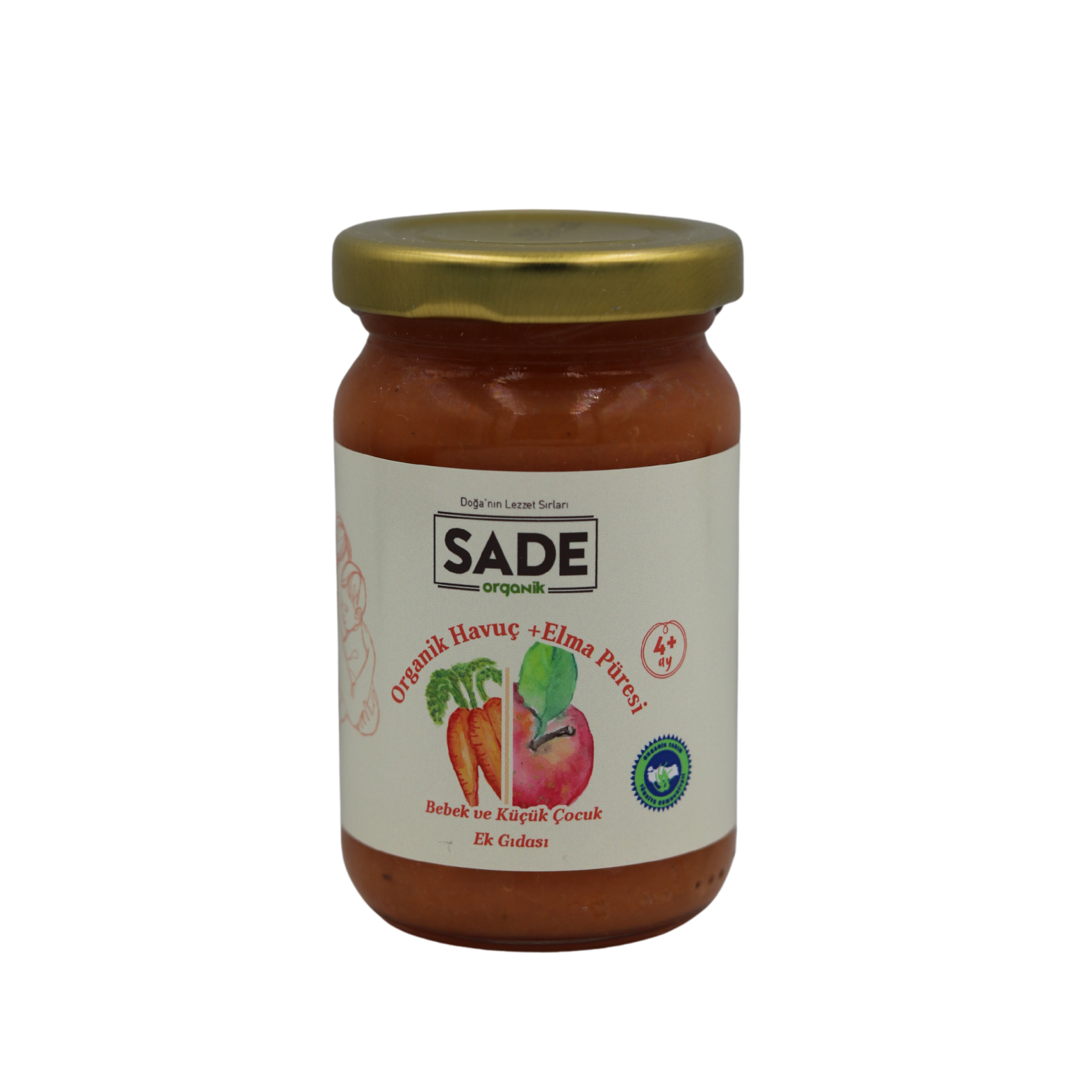 Sade Organik Havuç-Elma Püresi 100gr  (+4 Ay)