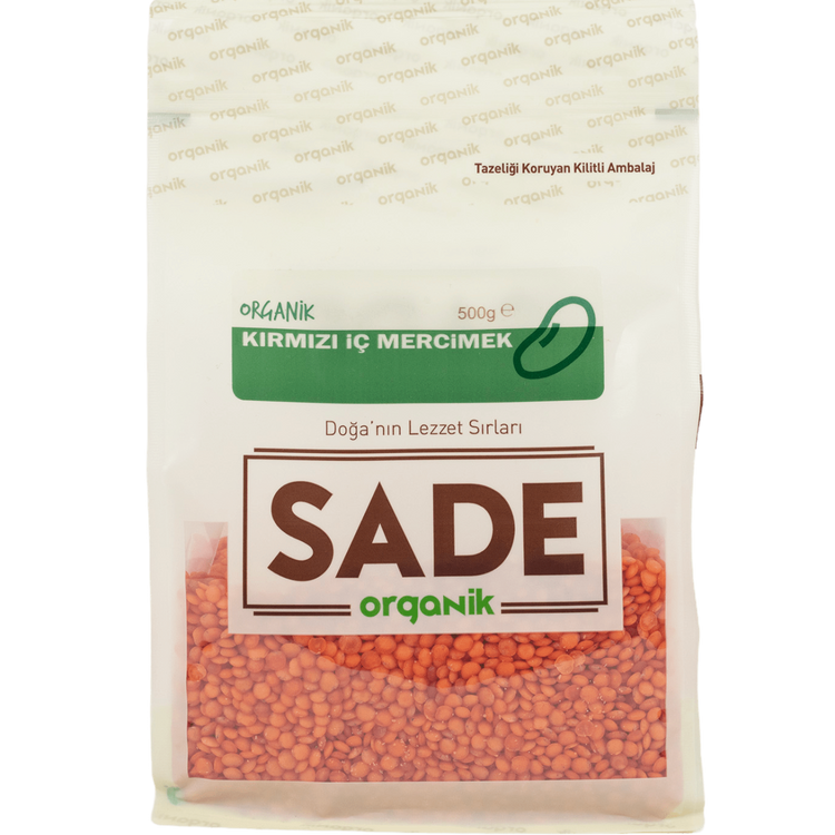 Sade Organik Kırmızı Mercimek 500 Gr