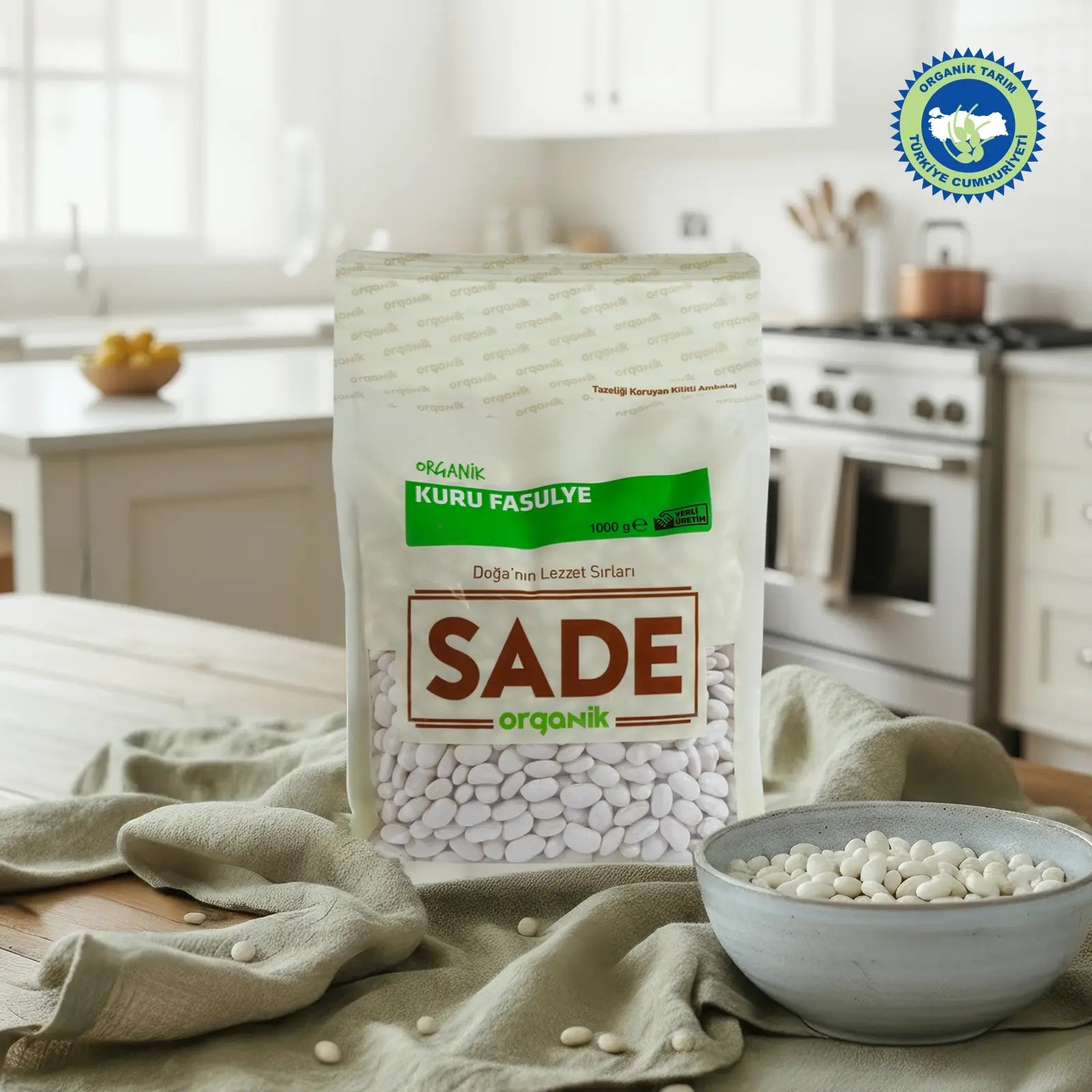 Sade Organik Kuru Fasulye 1000 Gr