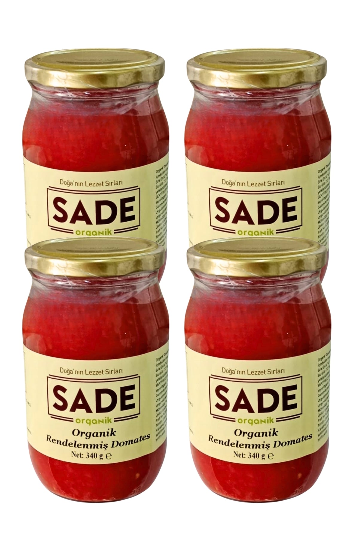 SADE ORGANİK RENDELENMİŞ DOMATES 340 GR 4 LÜ PAKET