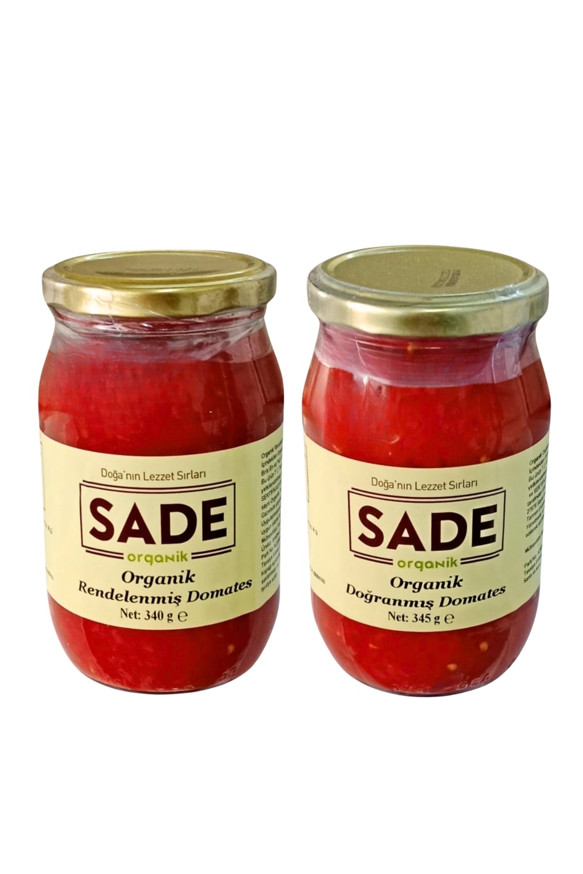 SADE ORG RENDELENMİŞ VE DOĞRANMIŞ DOMATES 340 GR 2'Lİ