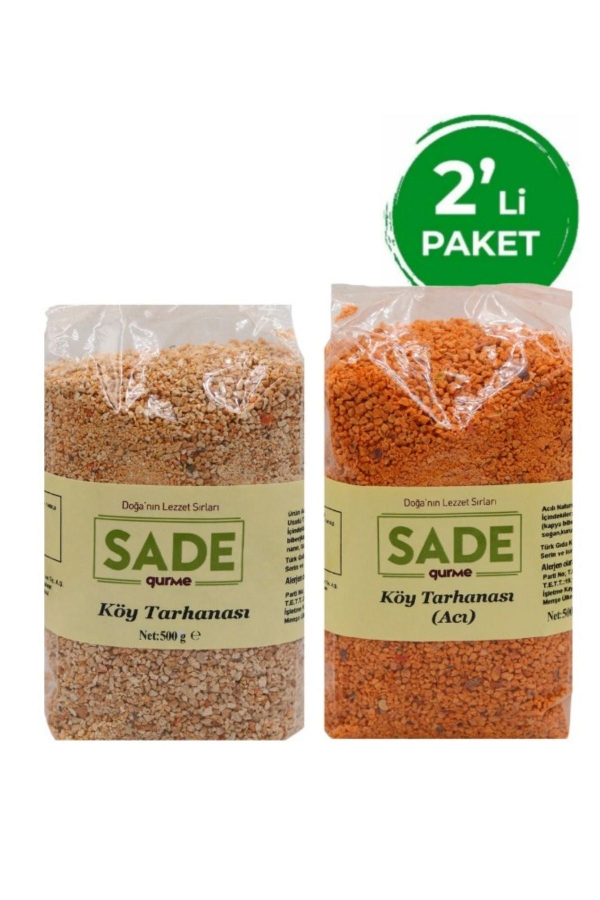 SADE GURME TALI VE ACI TARHANASI 500 GR. 2 Lİ