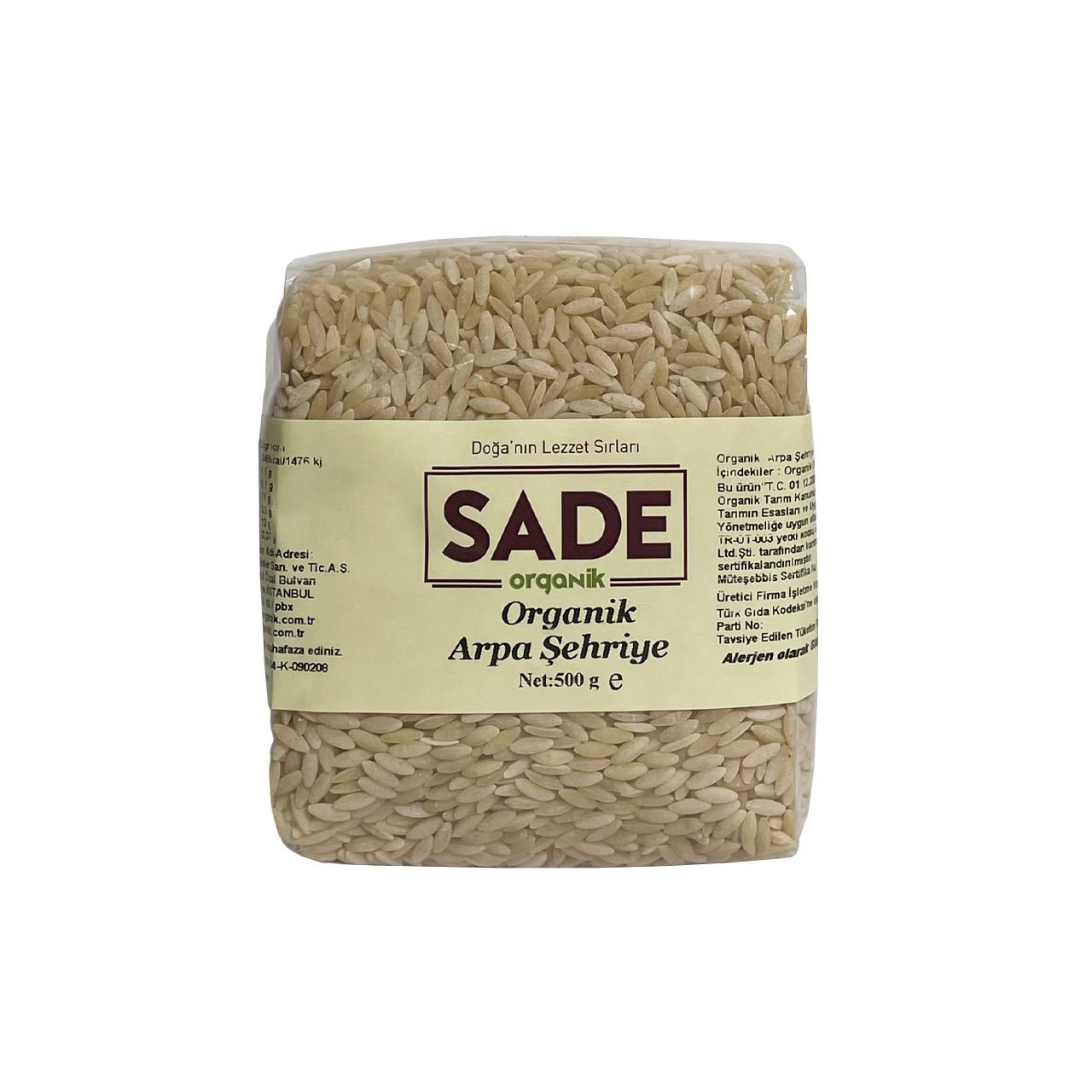 Sade Organik Arpa Şehriye 500 Gr