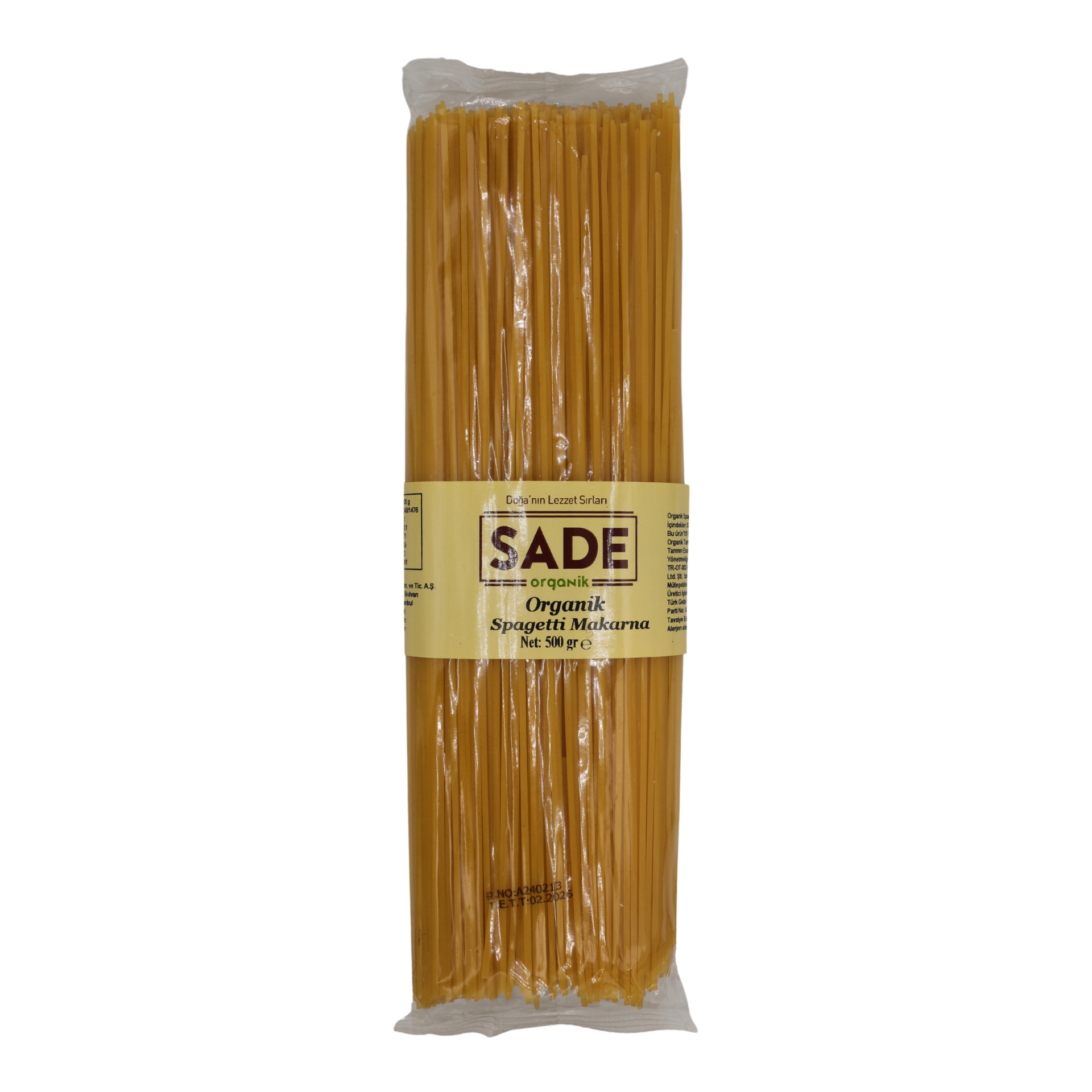 Sade Organik Spagetti Makarna - 500 Gr