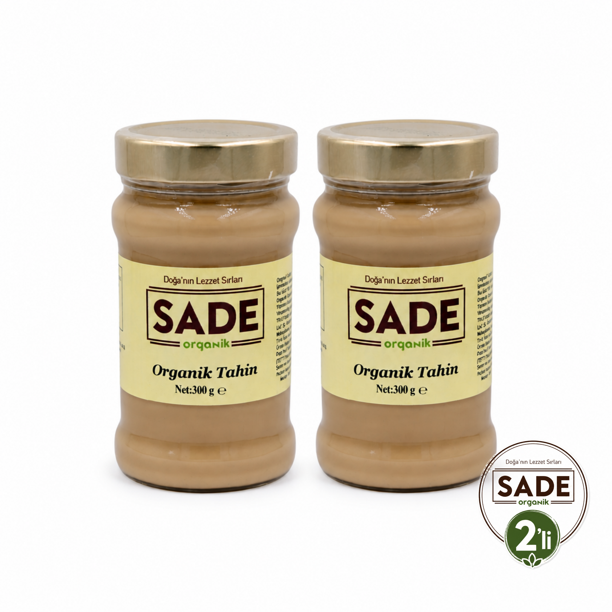 Sade Organik Tahin 2x300 g. -Yerli Susam