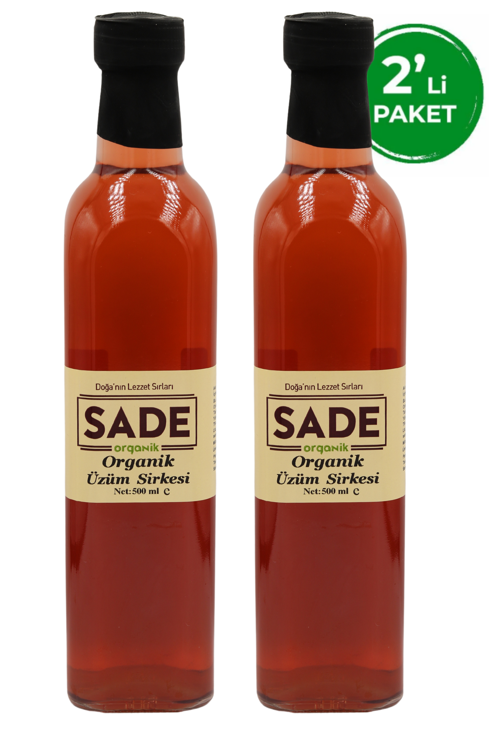 SADE ORGANİK ÜZÜM SİRKESİ 500 ML 2 li