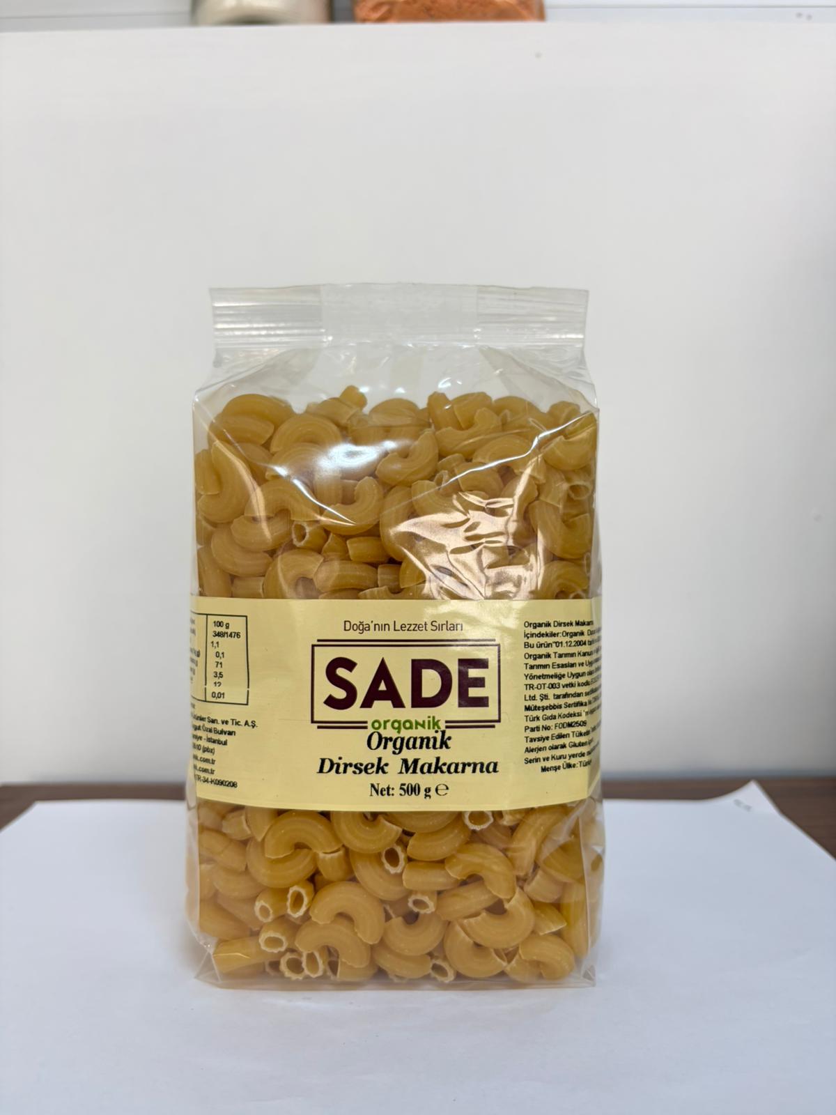 SADE ORGANİK DİRSEK MAKARNA 500 GR.