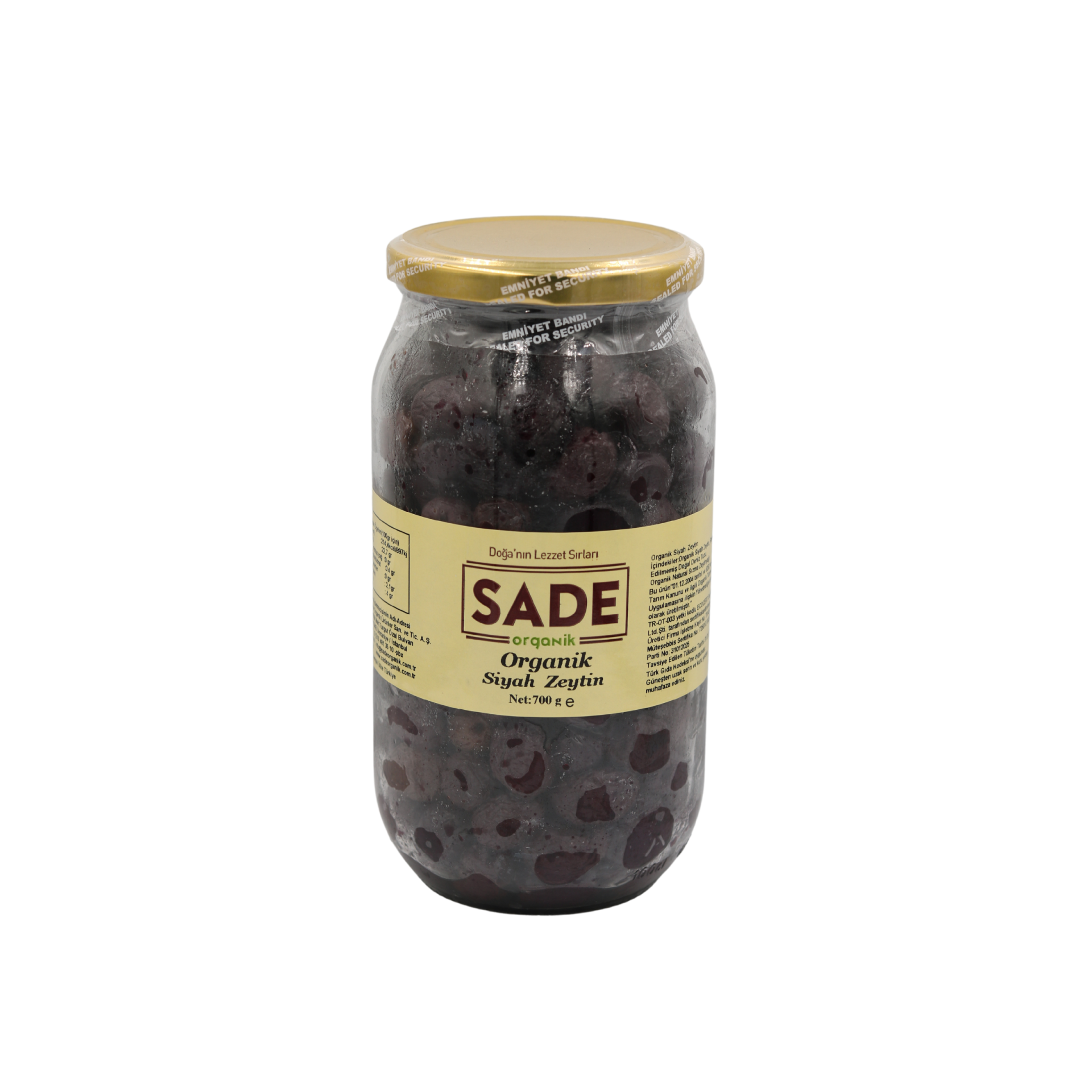 Sade Organik Siyah Zeytin - 700 Gr