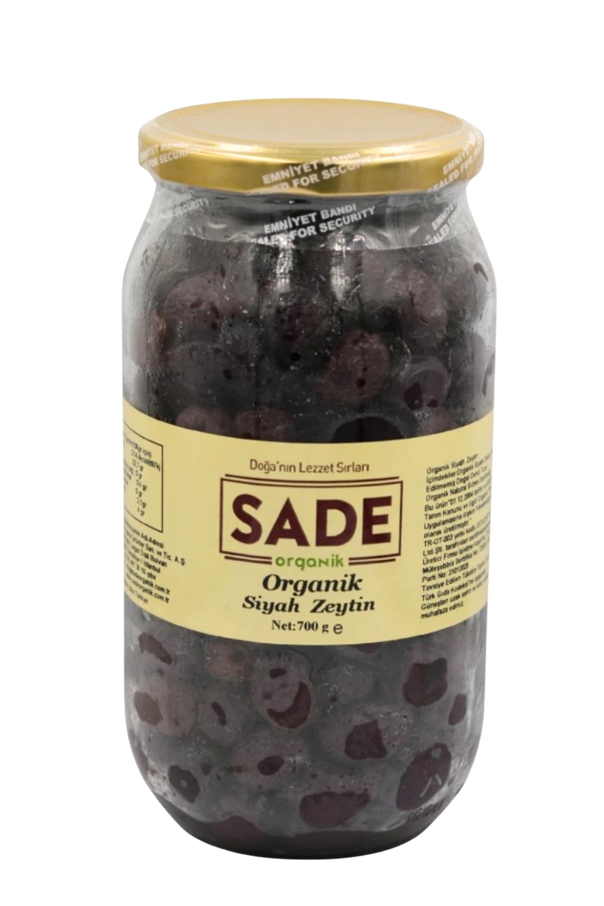 SADE ORGANİK SİYAH ZEYTİN 700 GR.